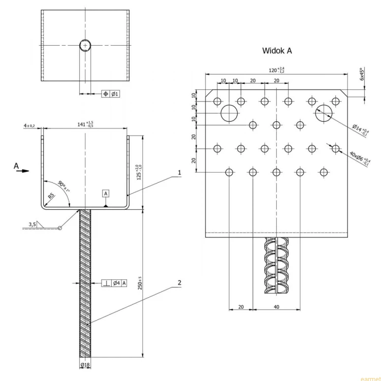 Podstawa słupa PSS 140 / 141x125x140x250 /