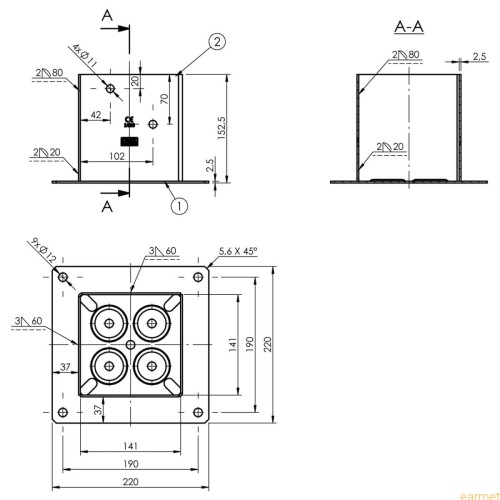 Podstawa słupa PSP 140 / 141x150x220 /