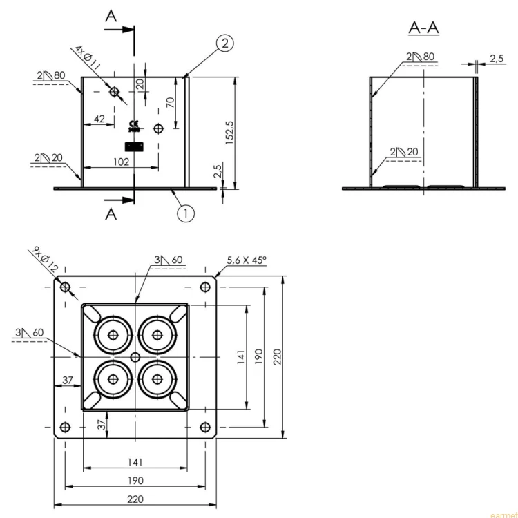 Podstawa słupa PSP 140 / 141x150x220 /
