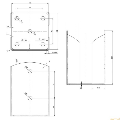Podstawa słupa PSPW 100 / 102x150x2,5 /