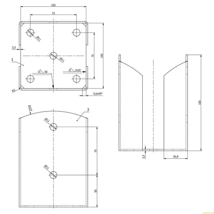 Podstawa słupa PSPW 100 / 102x150x2,5 /