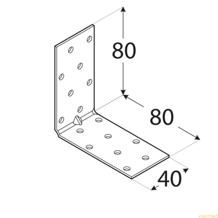 Kątownik montażowy KMP 7 /  80x80x40x1,5 / op=20 szt. ze wzmocnieniem