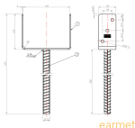 Podstawa słupa PS 160U/500 / 111x264x124 z wydłużonym prętem do wmurowania