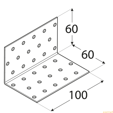 Kątownik montażowy KM 6 / 60x60x100x2,0 / op=20 szt.
