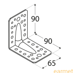 Kątownik z przetłoczeniem KP 1 / 90x90x65x2,5 / op=20 szt.