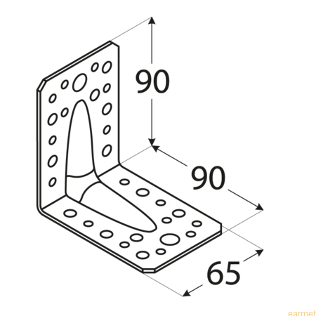 Kątownik z przetłoczeniem KP 1 / 90x90x65x2,5 / op=20 szt.