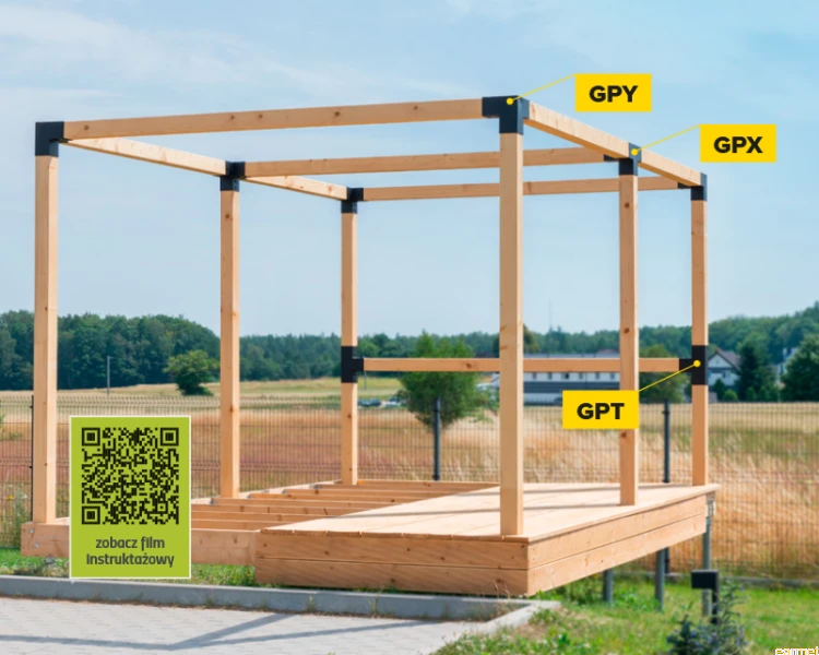 Łącznik belki kwadratowej GPX 120 / 122x266x326x2,0 / czarny