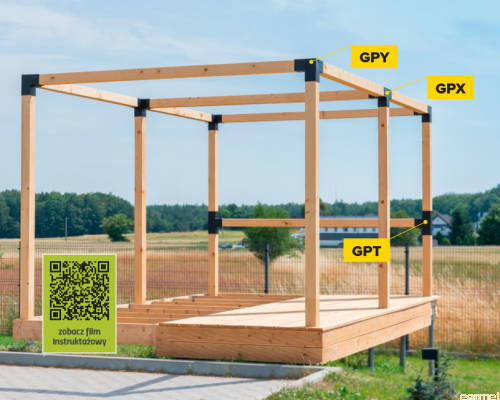 Łącznik belki kwadratowej GPY 70 / 772x165x162x1,5 / czarny