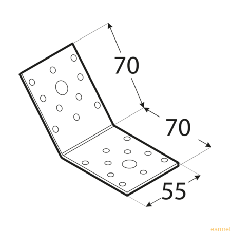 Kątownik 135° KLR 2 / 70x70x55x2,5 / op=20 szt.