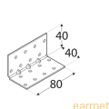 Kątownik montażowy KMP 3 /  40x40x80x1,5 / op=20 szt. ze wzmocnieniem