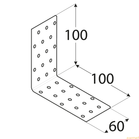 Kątownik montażowy KM 11 / 100x100x60x2,0 / op=20 szt.
