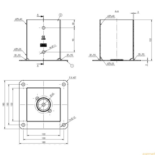Podstawa słupa PSP 120 / 121x180x2,0 / CZARNA