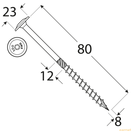 Wkręt ciesielski CT / 8x50 / TX-40