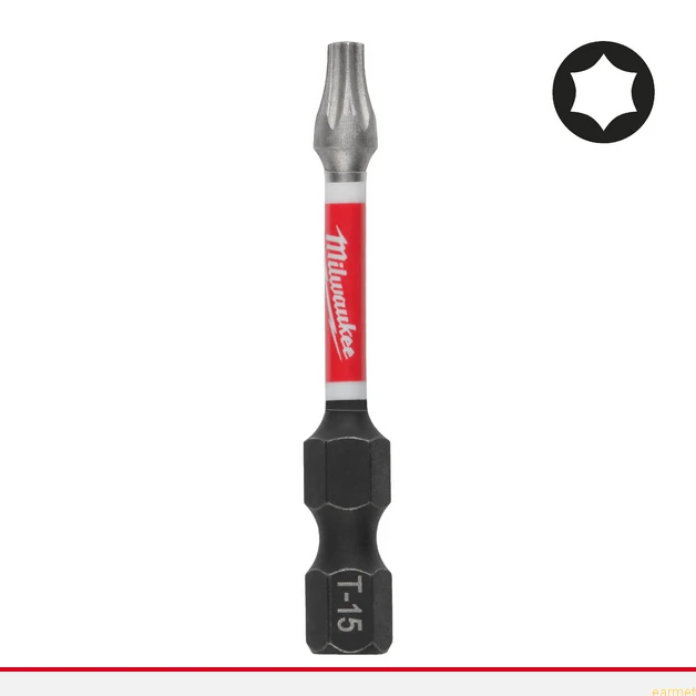 Bity udarowe do wkrętarki TORX TX15 50mm 1/4" SHOCKWAVE MILWAUKEE