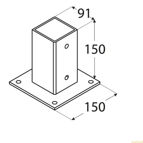 Podstawa słupa PSP 90 / 91x150x150 / CZARNA