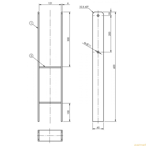 Podstawa słupa PSH 120 / 121x600x6,0 /