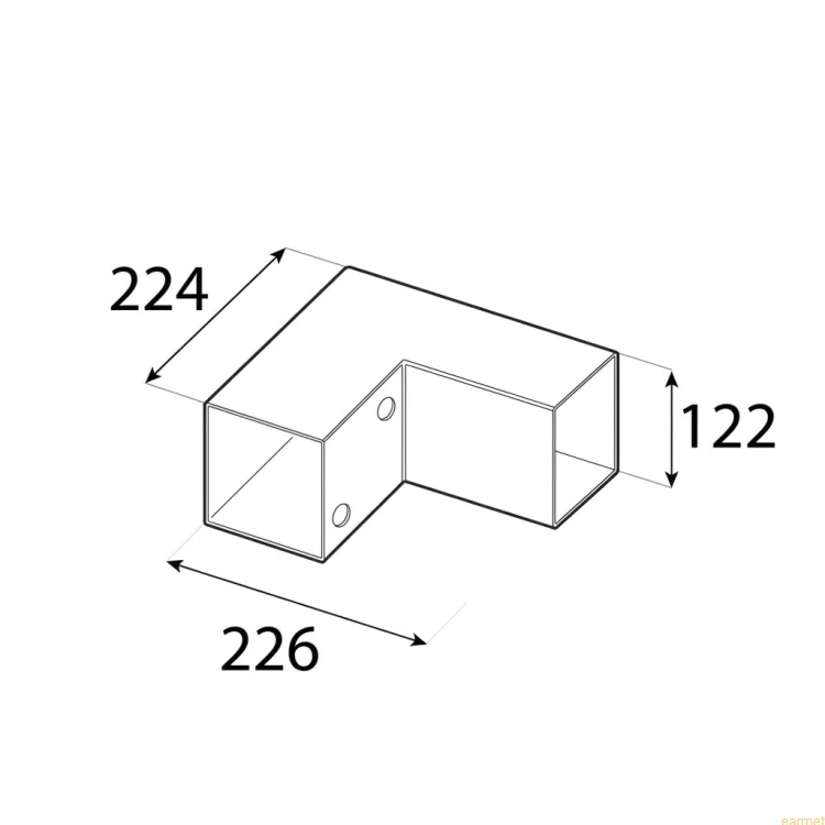 Łącznik belki kwadratowej GPL 120 / 122x226x224x2,0 / czarny