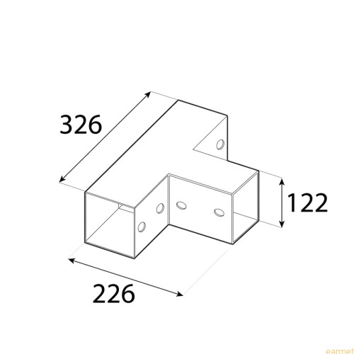 Łącznik belki kwadratowej GPT 120 / 122x266x326x2,0 / czarny