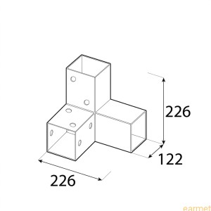 Łącznik belki kwadratowej GPY 120 / 122x226x222x2,0 / czarny