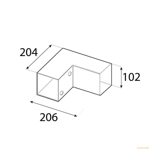 Łącznik belki kwadratowej GPL 100 / 102x206x204x2,0 / czarny