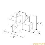 Łącznik belki kwadratowej GPX 100 / 102x206x306x2,0/ czarny