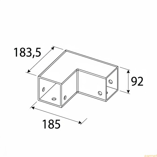 Łącznik belki kwadratowej GPL 90 / 92x185x183,5x1,5 / czarny