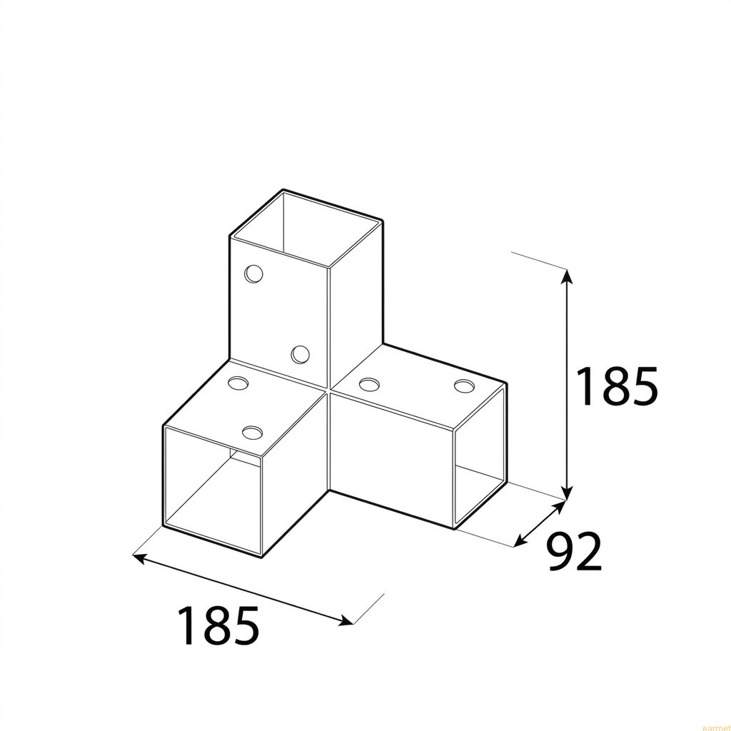Łącznik belki kwadratowej GPY 90 / 92x185x182x1,5 / czarny