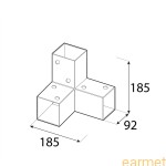 Łącznik belki kwadratowej GPY 90 / 92x185x182x1,5 / czarny