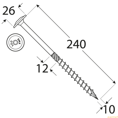 Wkręt ciesielski CT / 10x240 / TX-40
