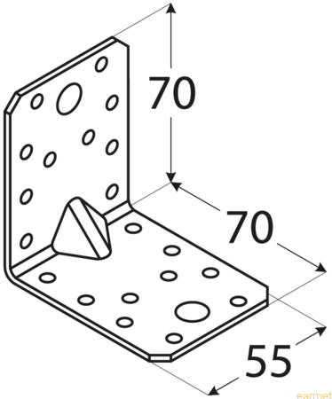 Kątownik z przetłoczeniem KP 4 / 70x70x55x2,5 / op=20 szt.