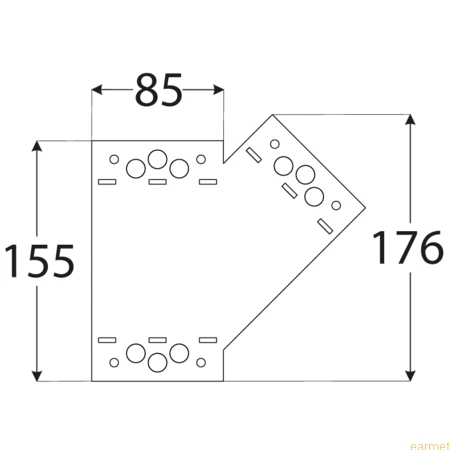 Łącznik ozdobny kątowy 45° SDLPE / 155x176x85x2,5 / PRAWY