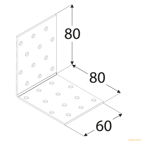 Kątownik montażowy KM 8 / 80x80x60x2,0 / op=20 szt.