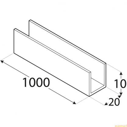 Profil ALU / PC 11 / 20x10x1000x2,0 / 8szt