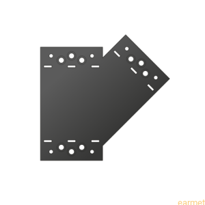 Łącznik ozdobny kątowy 45° SDLPE / 155x176x85x2,5 / PRAWY