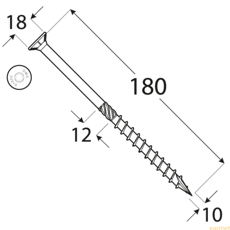 Wkręt ciesielski CS/ 10x180 / TX-40