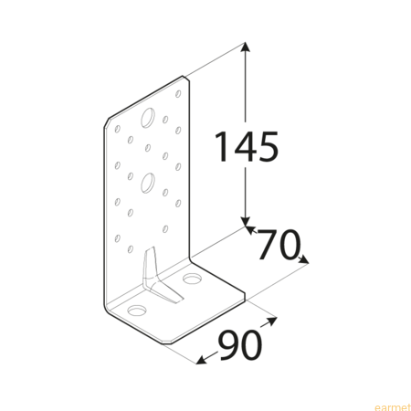 Kątownik z przetłoczeniem KP 8 /  145x70x90x2,5 / op=10 szt.