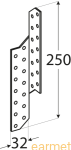 Łącznik krokwiowy LK 5 / 250x32 / op=20 szt.  - lewy