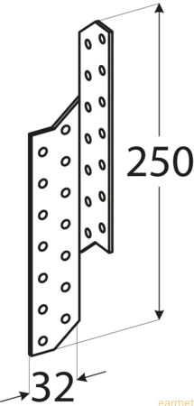 Łącznik krokwiowy LK 5 / 250x32 / op=20 szt.  - lewy
