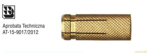 KRM 10 / M 8*31 / Tuleja mosiężna rozporowa lekka do montażu prętów gwintowanych lub śrub metrycznych / 50szt