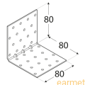 Kątownik montażowy KMP 9 /  80x80x80x1,5 / op=20 szt. ze wzmocnieniem