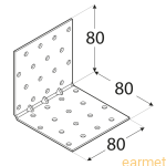 Kątownik montażowy KMP 9 /  80x80x80x1,5 / op=20 szt. ze wzmocnieniem