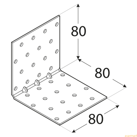 Kątownik montażowy KMP 9 /  80x80x80x1,5 / op=20 szt. ze wzmocnieniem