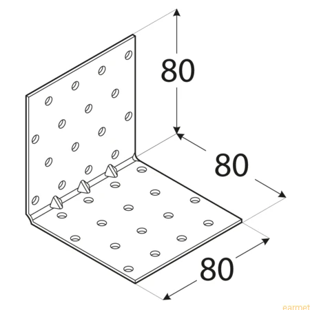 Kątownik montażowy KMP 9 /  80x80x80x1,5 / op=20 szt. ze wzmocnieniem