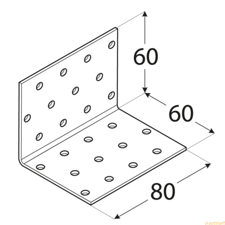 Kątownik montażowy KM 5 / 60x60x80x2,0 / op=20 szt.