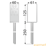 Podstawa słupa PSS 60 / 61x125x60x250 /