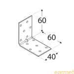 Kątownik montażowy KMP 4 /  60x60x40x1,5 / op=20 szt. ze wzmocnieniem
