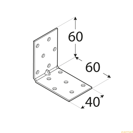 Kątownik montażowy KMP 4 /  60x60x40x1,5 / op=20 szt. ze wzmocnieniem