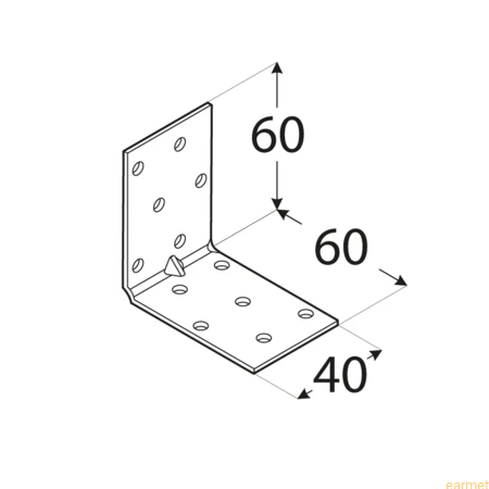 Kątownik montażowy KMP 4 /  60x60x40x1,5 / op=20 szt. ze wzmocnieniem