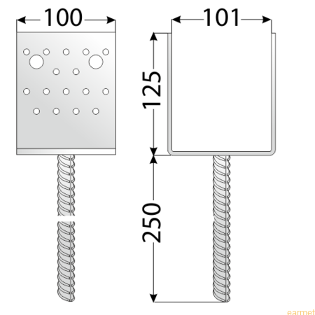 Podstawa słupa PSS 100 / 101x125x100x250 /