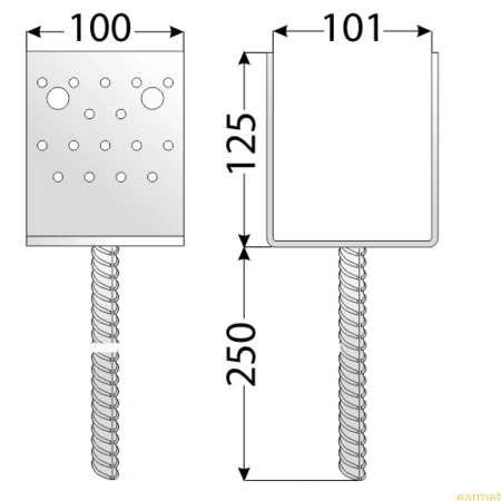 Podstawa słupa PSS 100 / 101x125x100x250 /